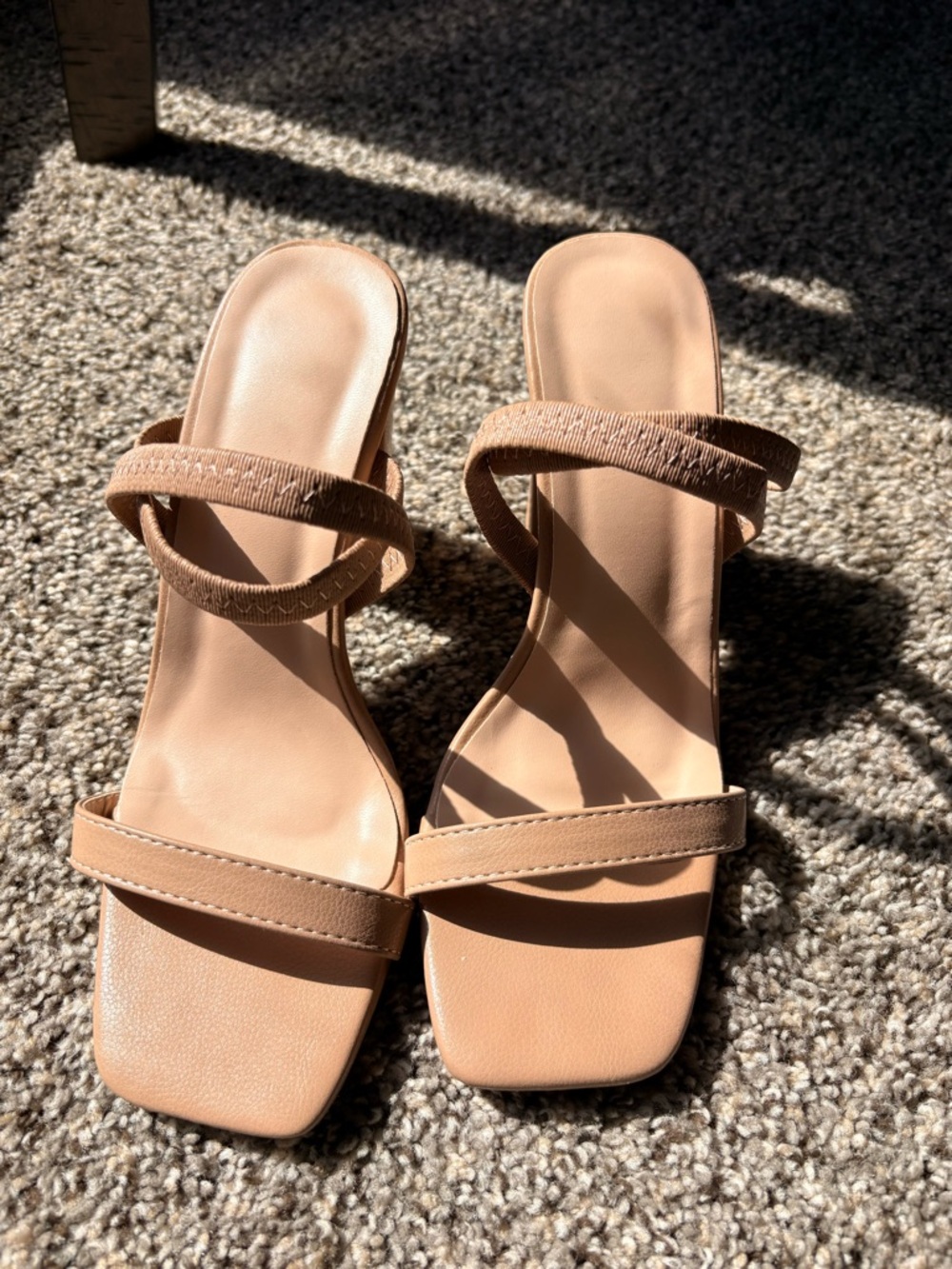 Women’s Strappy Square-Toe Sandals — Nude